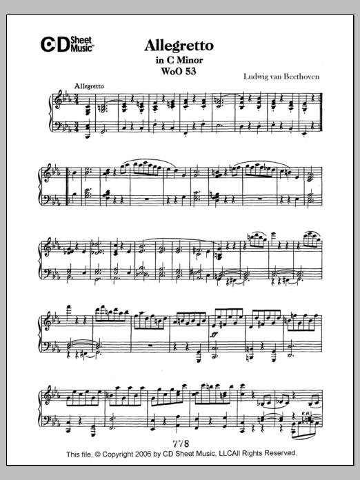 Download Ludwig van Beethoven Allegretto In C Minor, Woo 53 Sheet Music