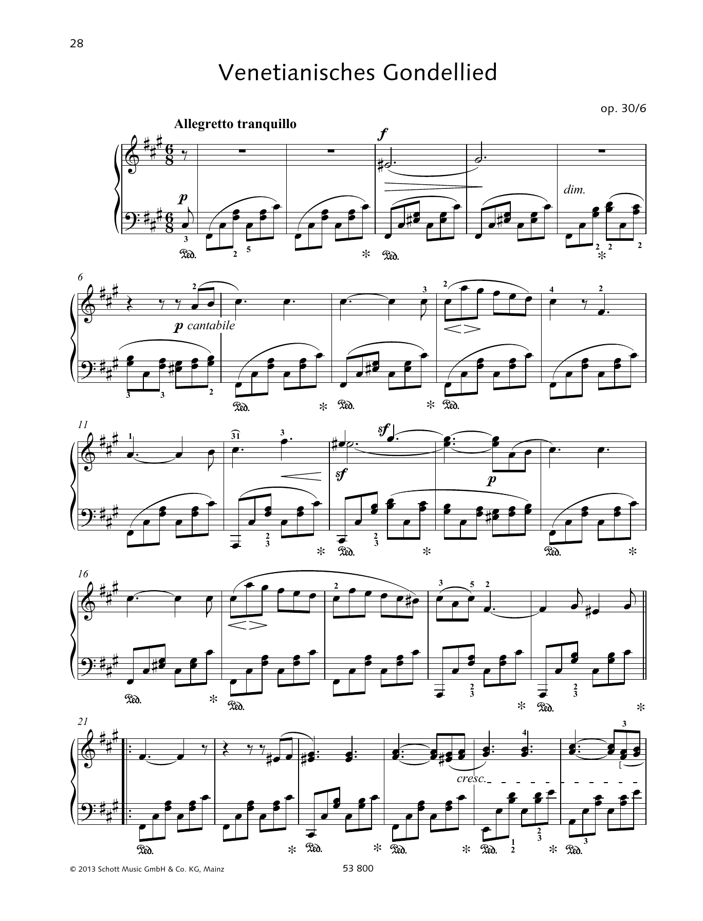 Download Felix Mendelssohn Bartholdy Allegretto tranquillo Sheet Music
