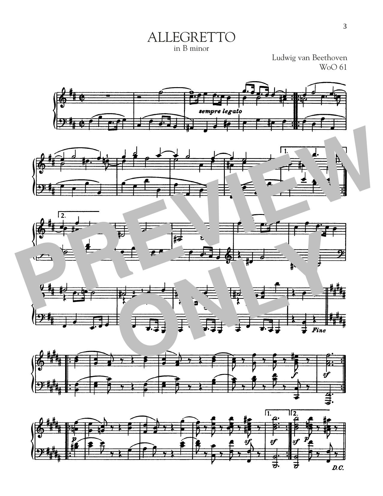 Download Ludwig van Beethoven Allegretto, WoO 61 Sheet Music