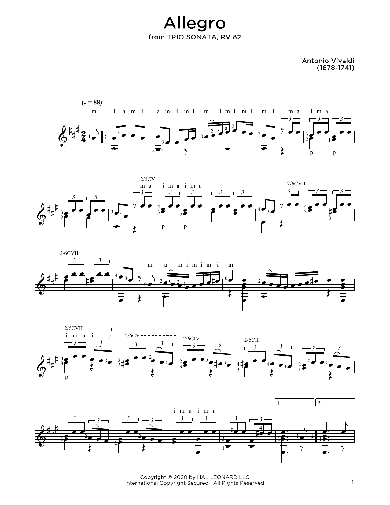 Download Antonio Vivaldi Allegro Sheet Music