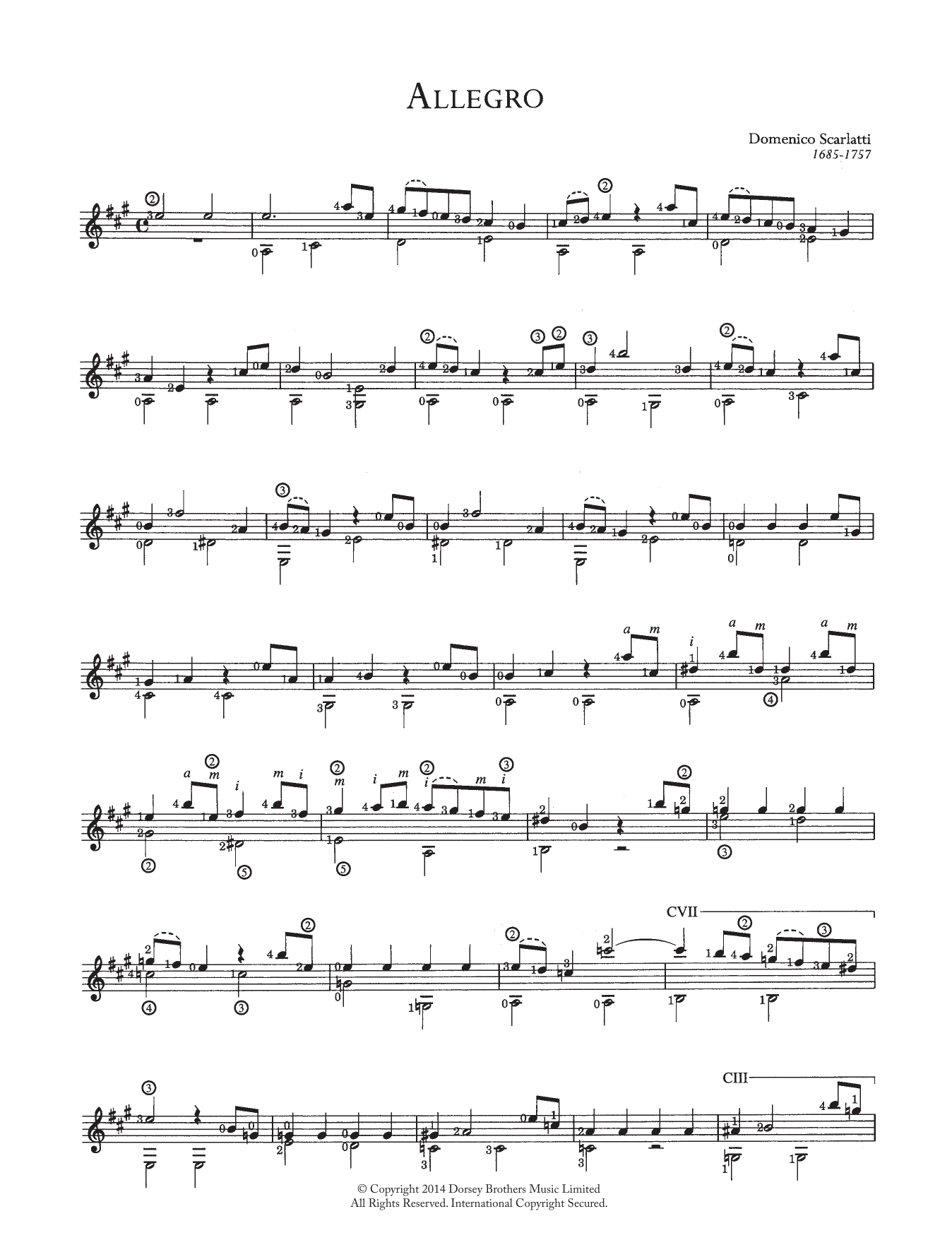 Download Domenico Scarlatti Allegro Sheet Music