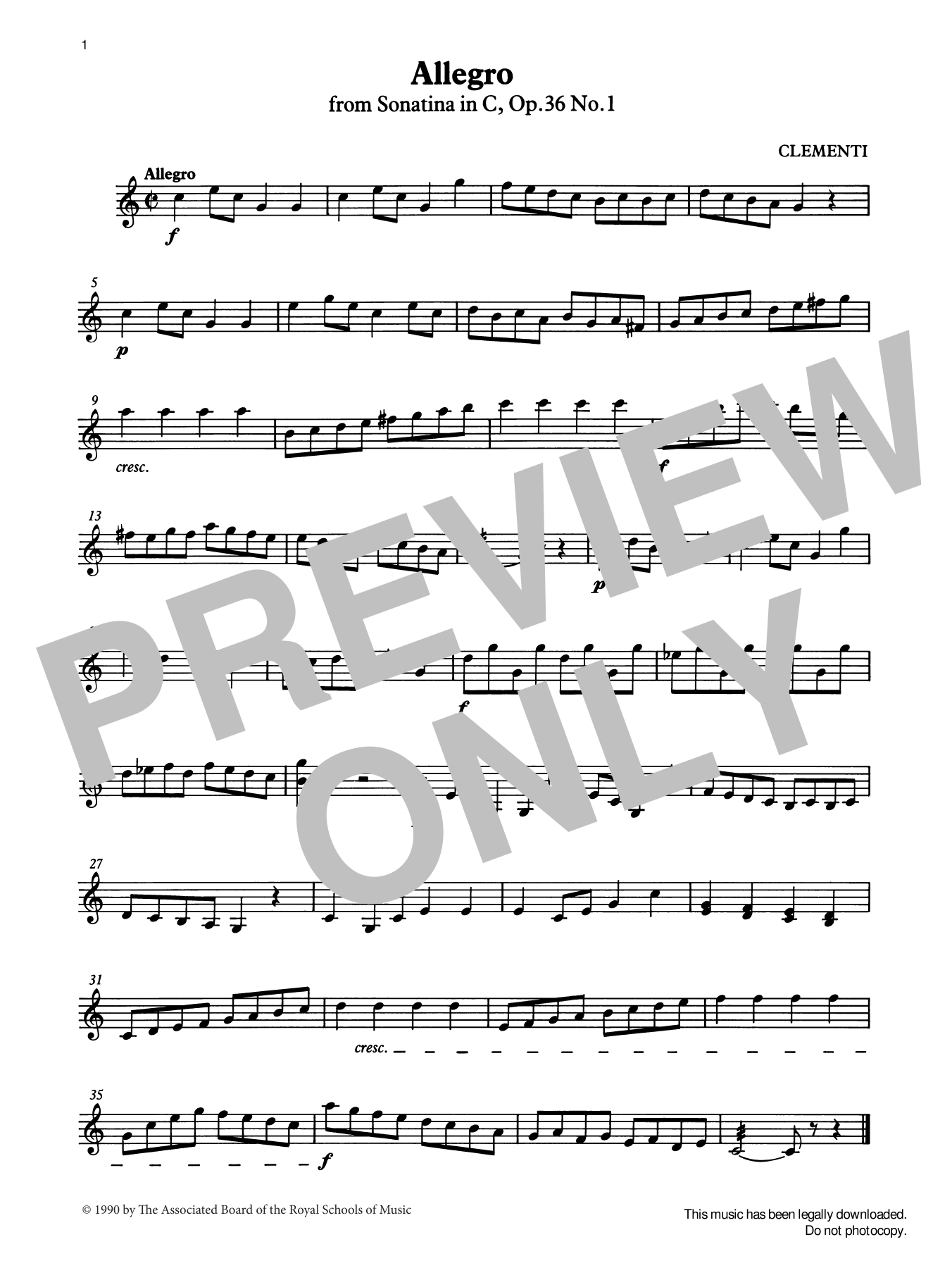Download Muzio Clementi Allegro from Graded Music for Tuned Per Sheet Music