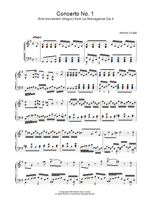Download Antonio Vivaldi Concerto No.1 (1st Movement: Allegro) f Sheet Music