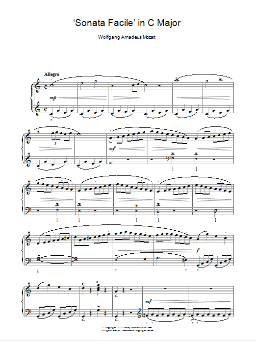 Download Wolfgang Amadeus Mozart Allegro (from Piano Sonata In C K545) Sheet Music