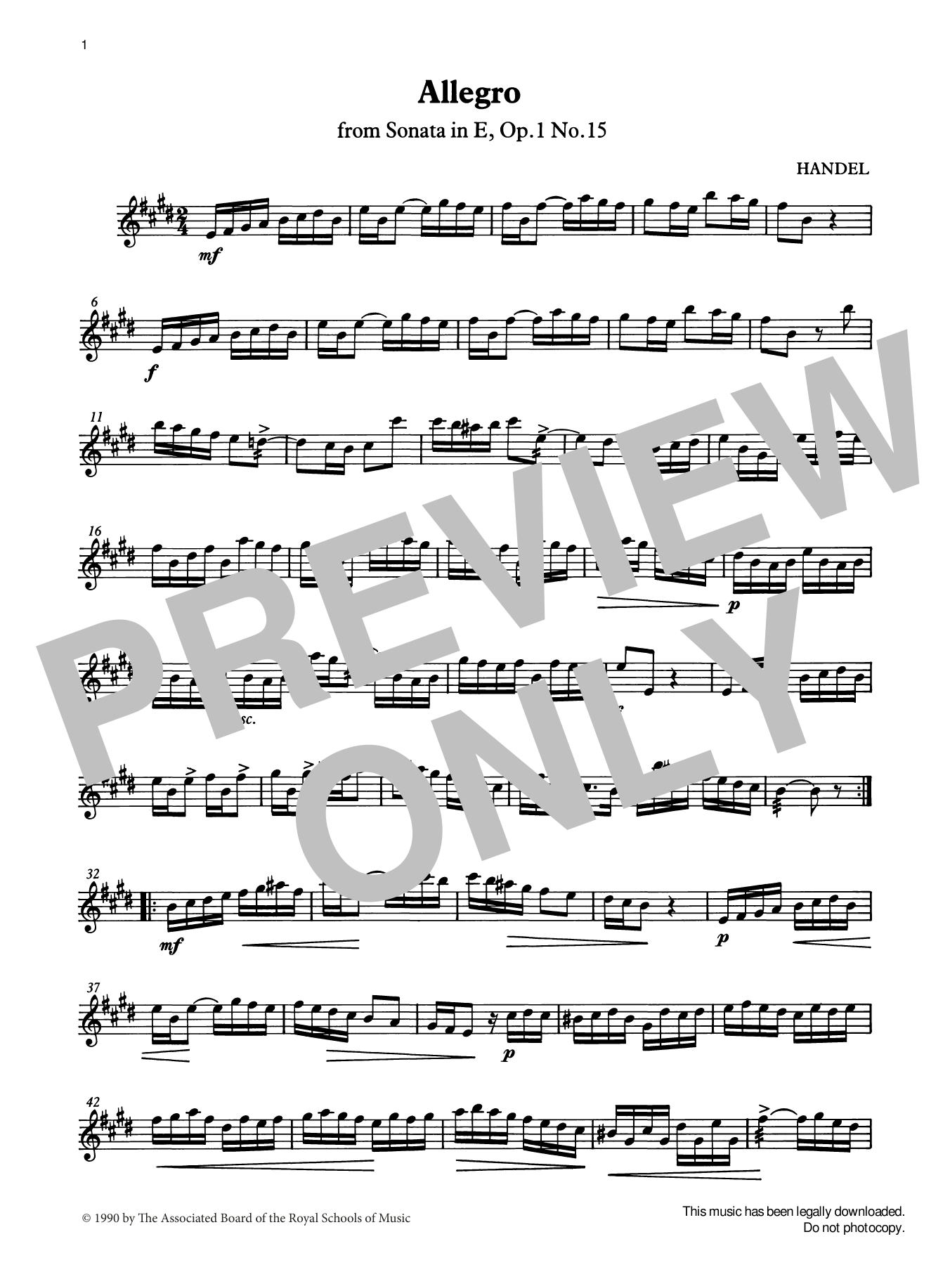 Download G. F. Handel Allegro (Handel) from Graded Music for Sheet Music