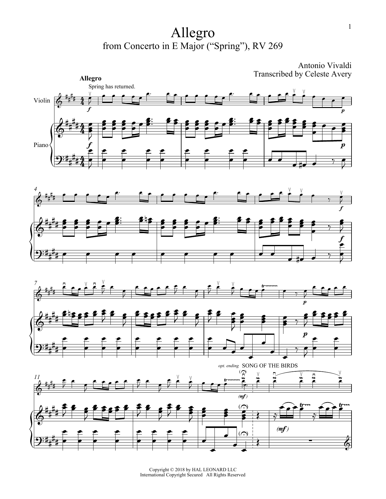 Download Antonio Vivaldi Allegro I, RV 269 (
