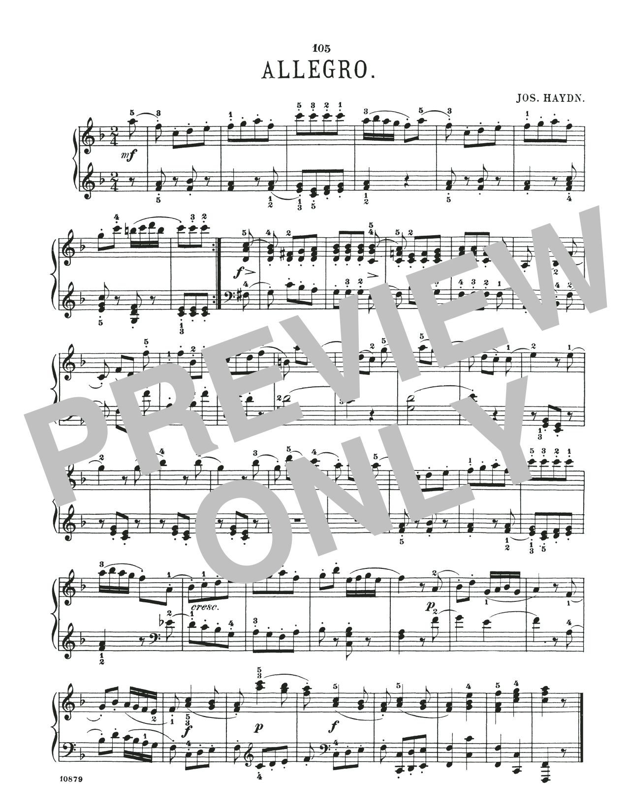 Download Franz Joseph Haydn Allegro In F Major Sheet Music
