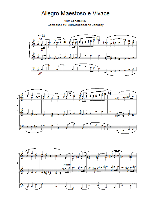 Download Felix Mendelssohn Allegro Maestoso e Vivace from Sonata N Sheet Music