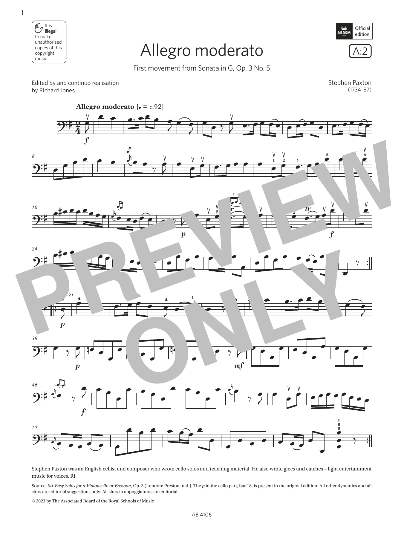 Download Stephen Paxton Allegro moderato (Grade 3, A2, from the Sheet Music