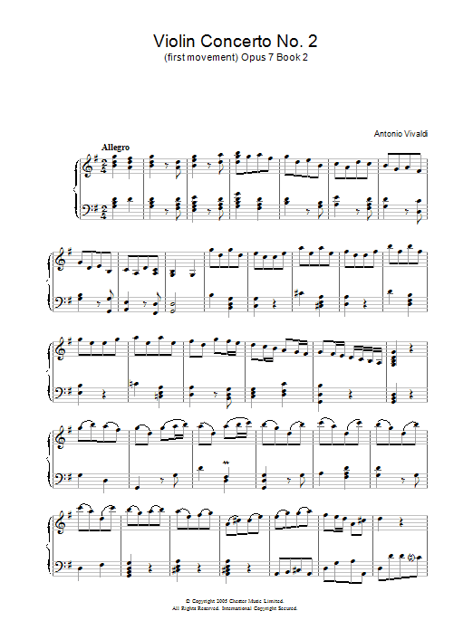 Download Antonio Vivaldi Violin Concerto No.2 (1st Movement: All Sheet Music