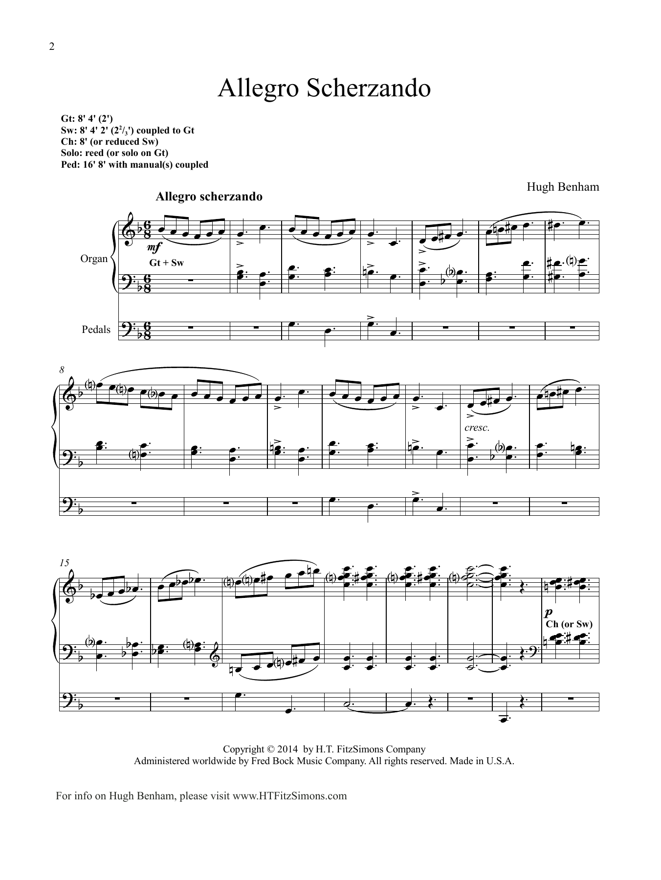 Download Hugh Benham Allegro Scherzando Sheet Music