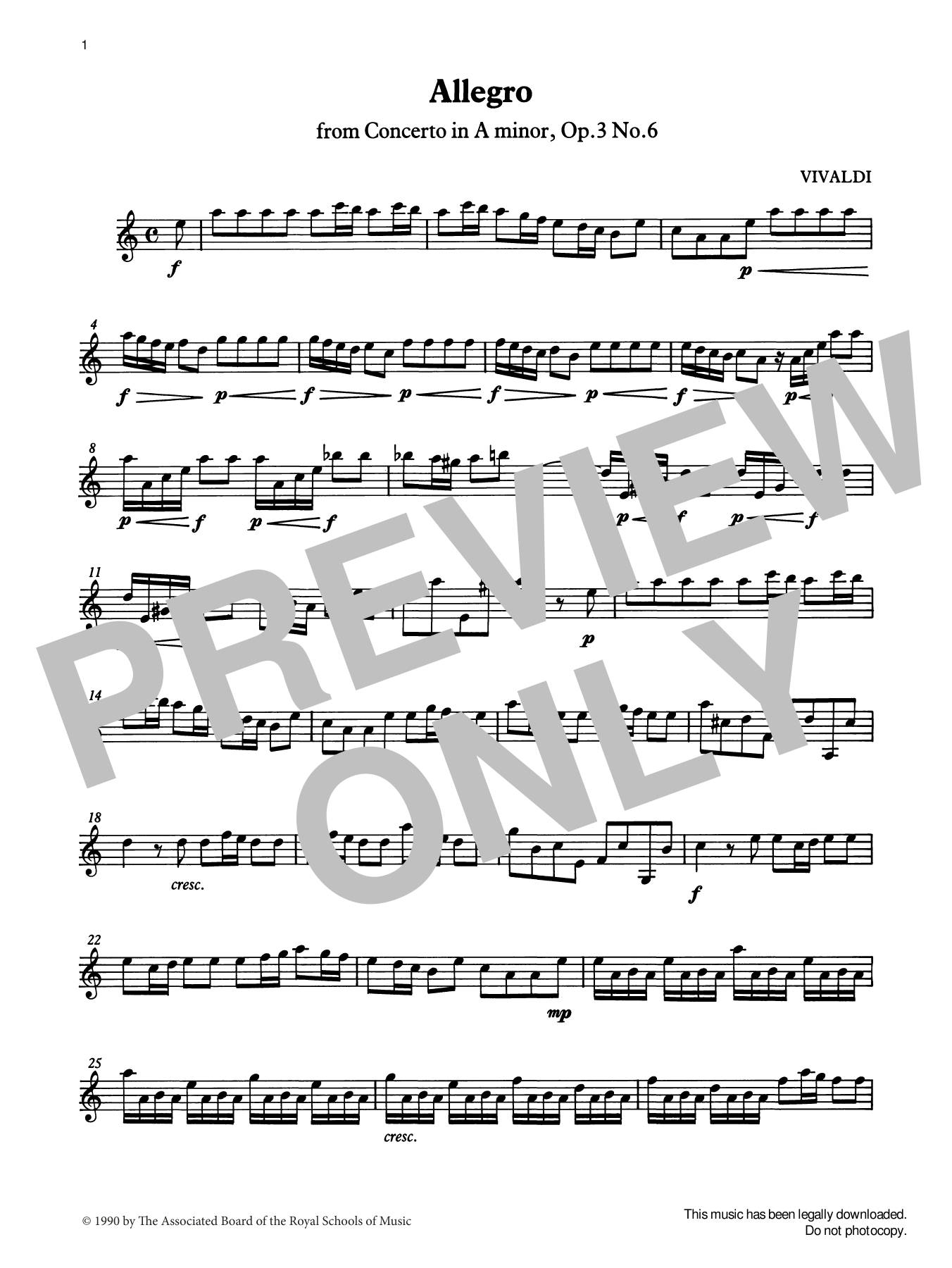 Download Antonio Vivaldi Allegro (Vivaldi) from Graded Music for Sheet Music