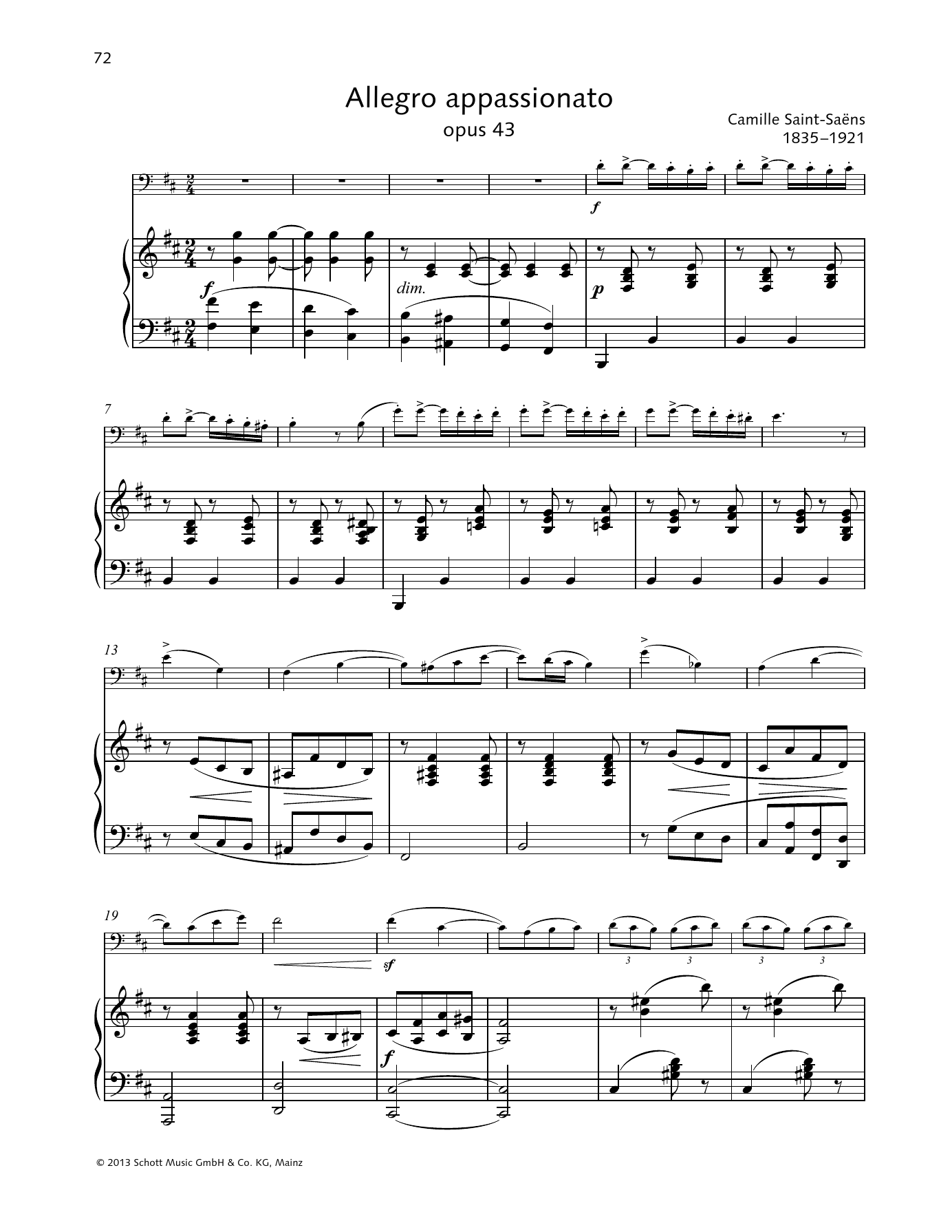 Camille Saint-Saëns Allegro appassionato sheet music notes printable PDF score