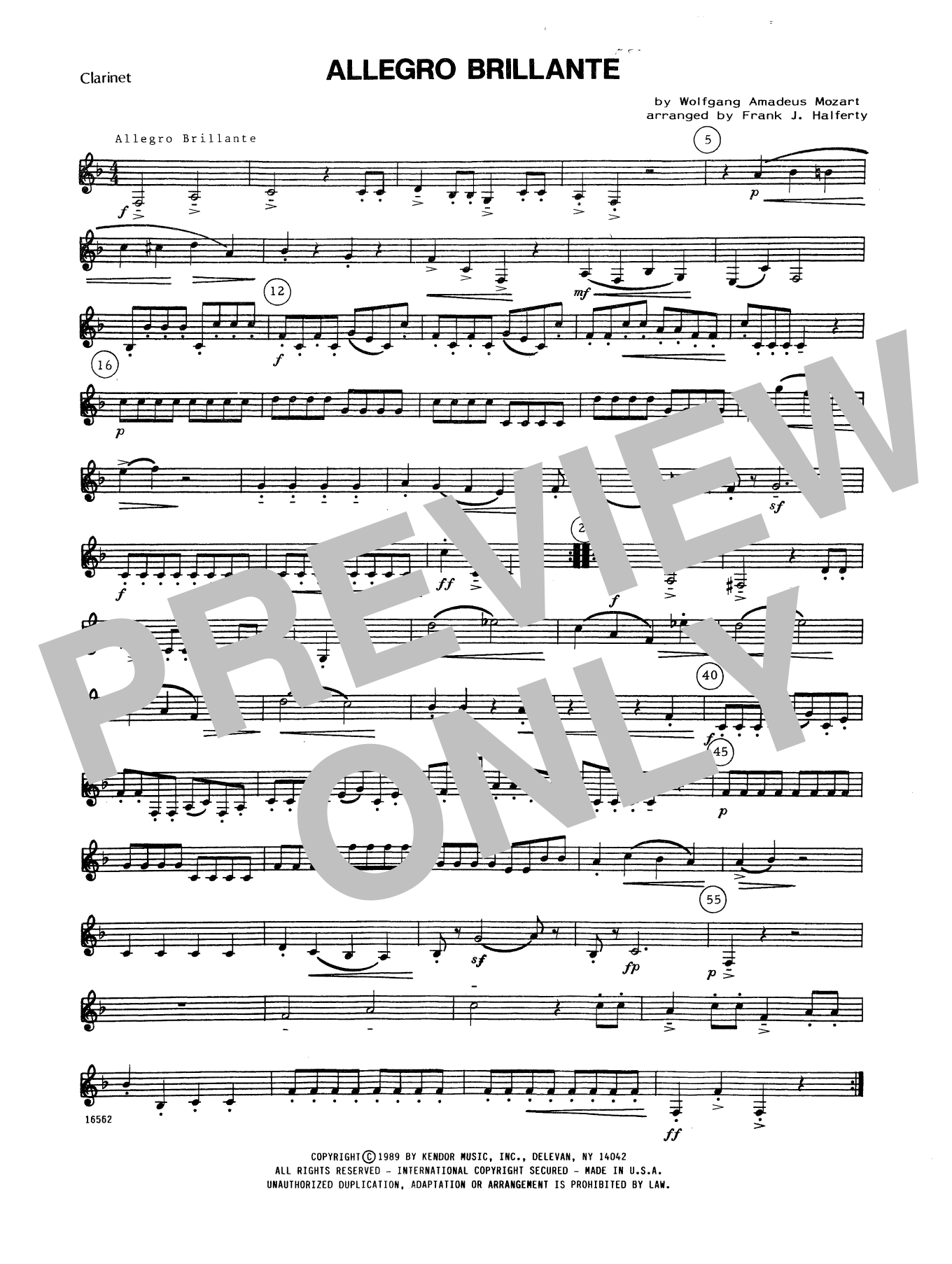 Download Frank J. Halferty Allegro Brillante - Bb Clarinet Sheet Music