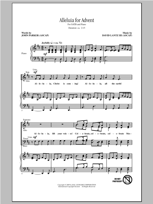 Download David Lantz III Alleluia For Advent Sheet Music