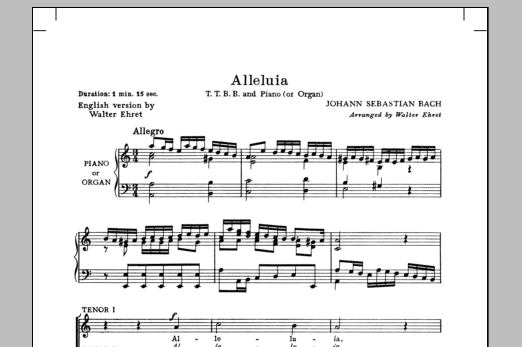 Download Johann Sebastian Bach Alleluia (from Cantata 142) (arr. Walte Sheet Music