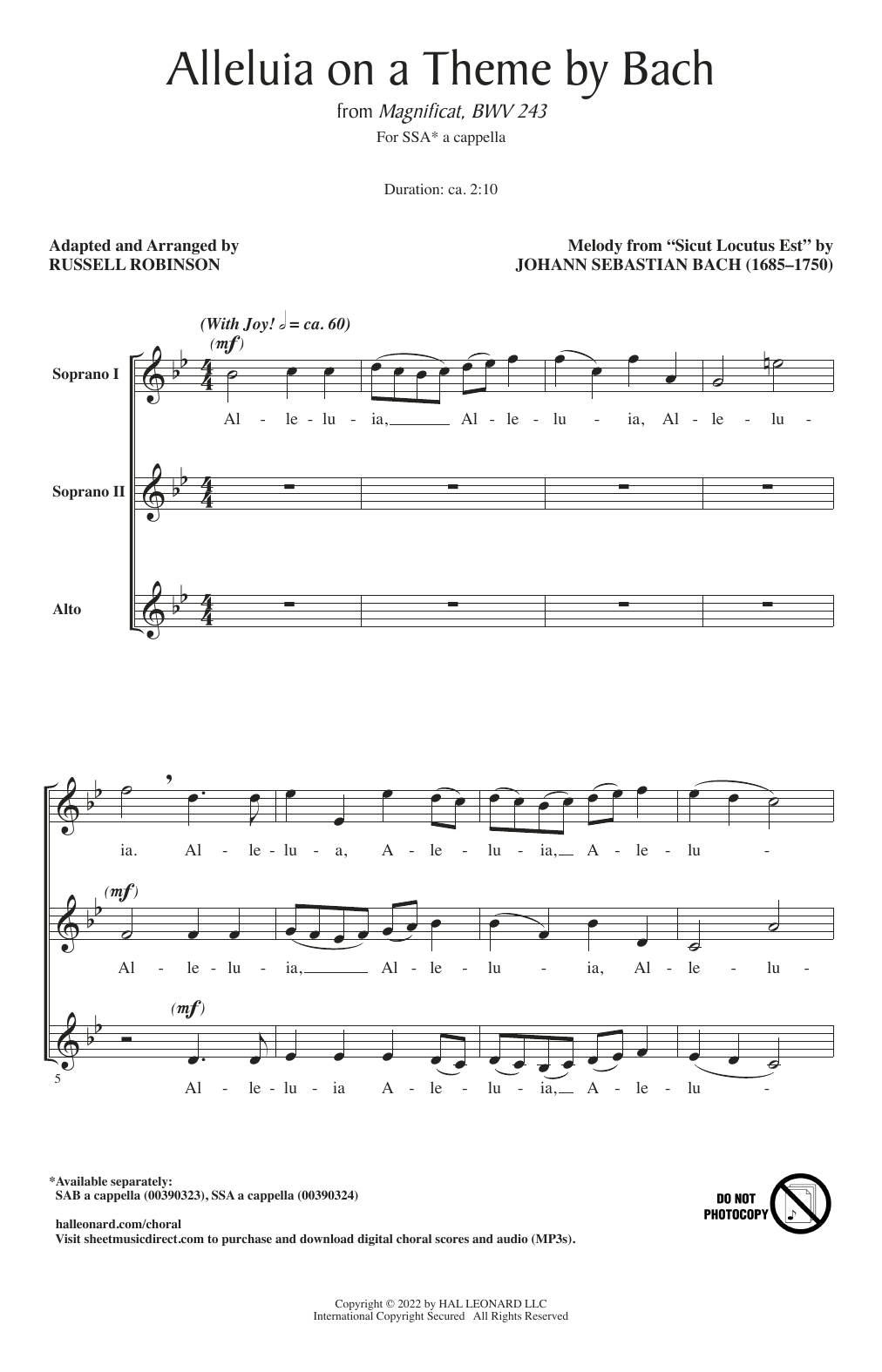 Download Johann Sebastian Bach Alleluia On A Theme By Bach (from Magni Sheet Music