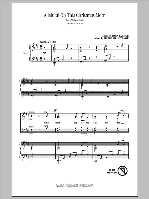 Download John Parker Alleluia! On This Christmas Morn Sheet Music