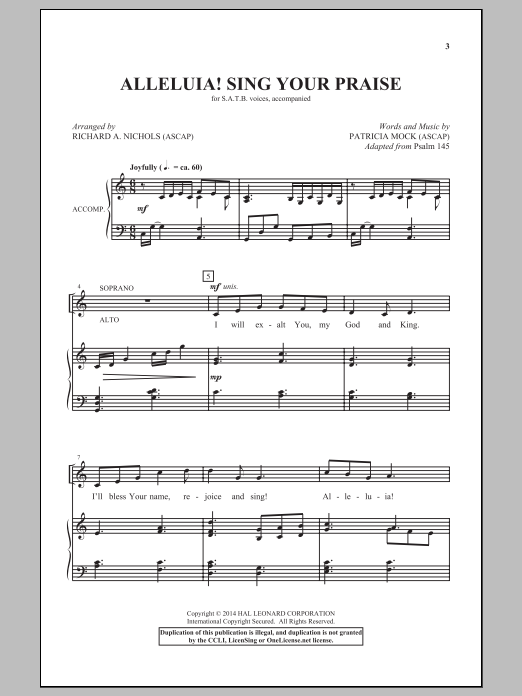 Download Richard A. Nichols Alleluia! Sing Your Praise Sheet Music