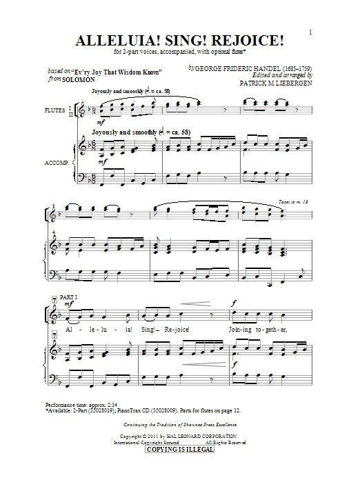 Download George Frideric Handel Alleluia! Sing! Rejoice! (arr. Patrick Sheet Music