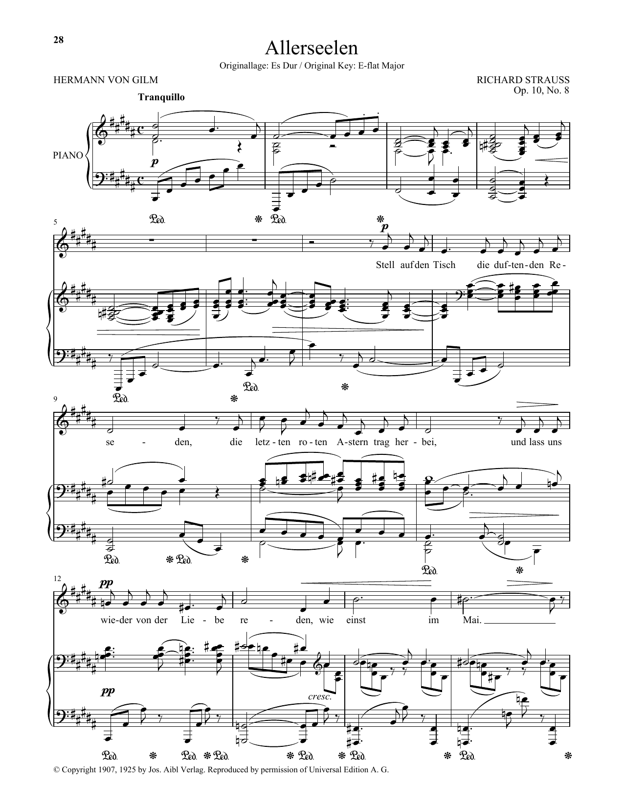 Download Richard Strauss Allerseelen (Low Voice) Sheet Music