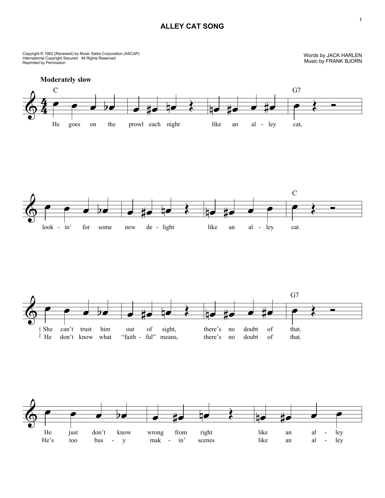 Download Frank Bjorn Alley Cat Song Sheet Music