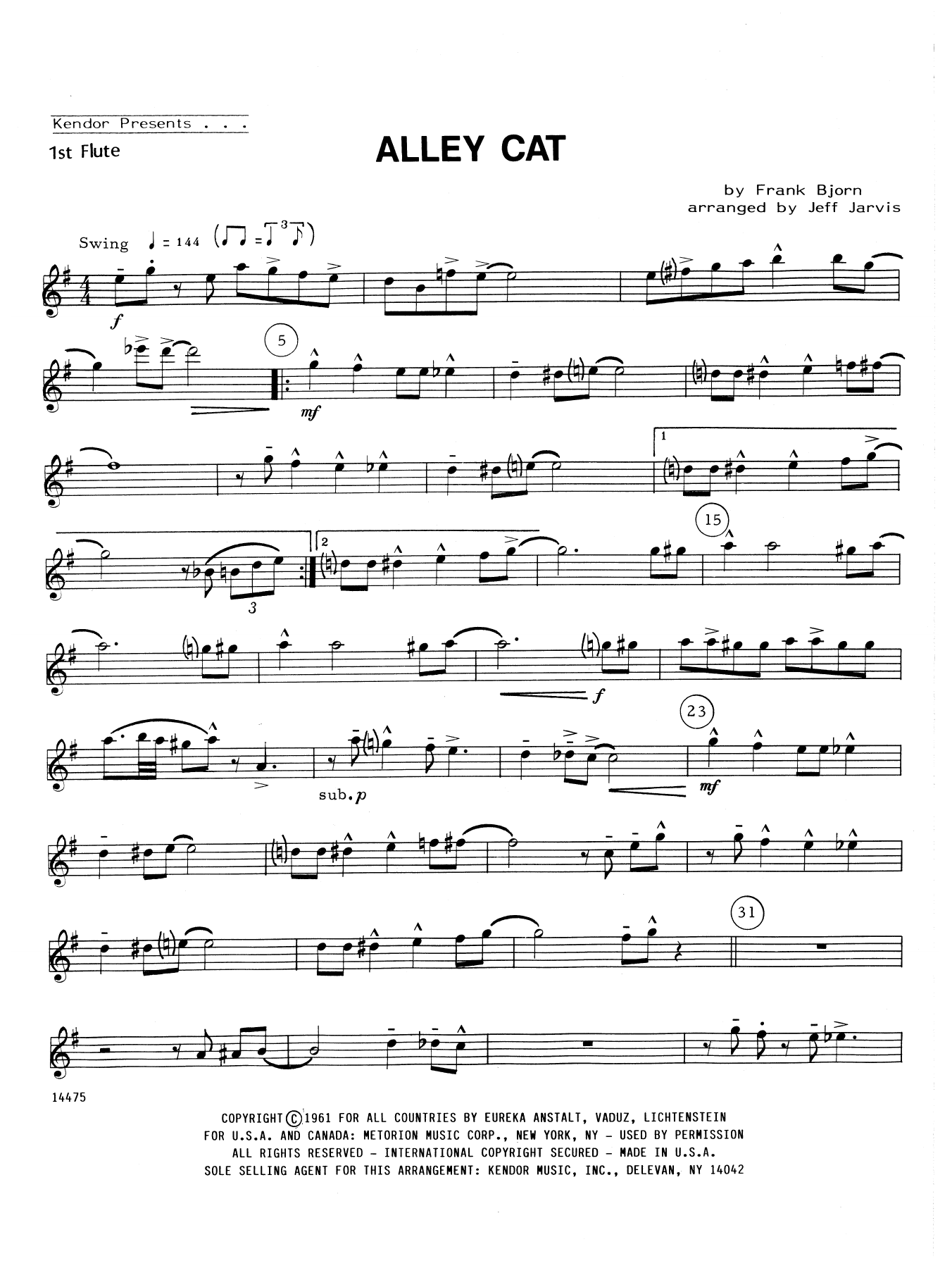 Download Jeff Jarvis Alley Cat - 1st Flute Sheet Music