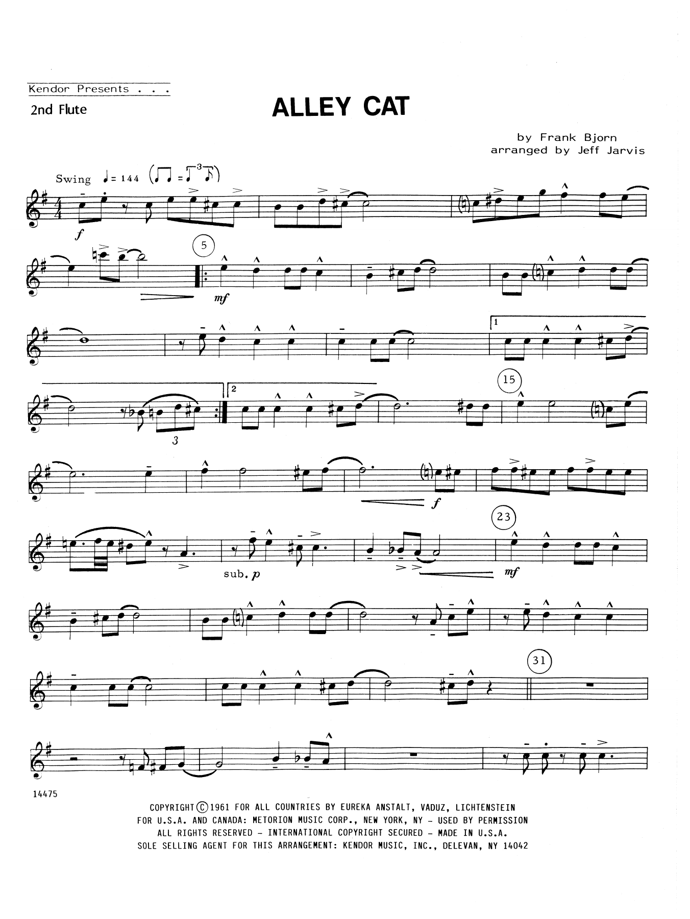 Download Jeff Jarvis Alley Cat - 2nd Flute Sheet Music
