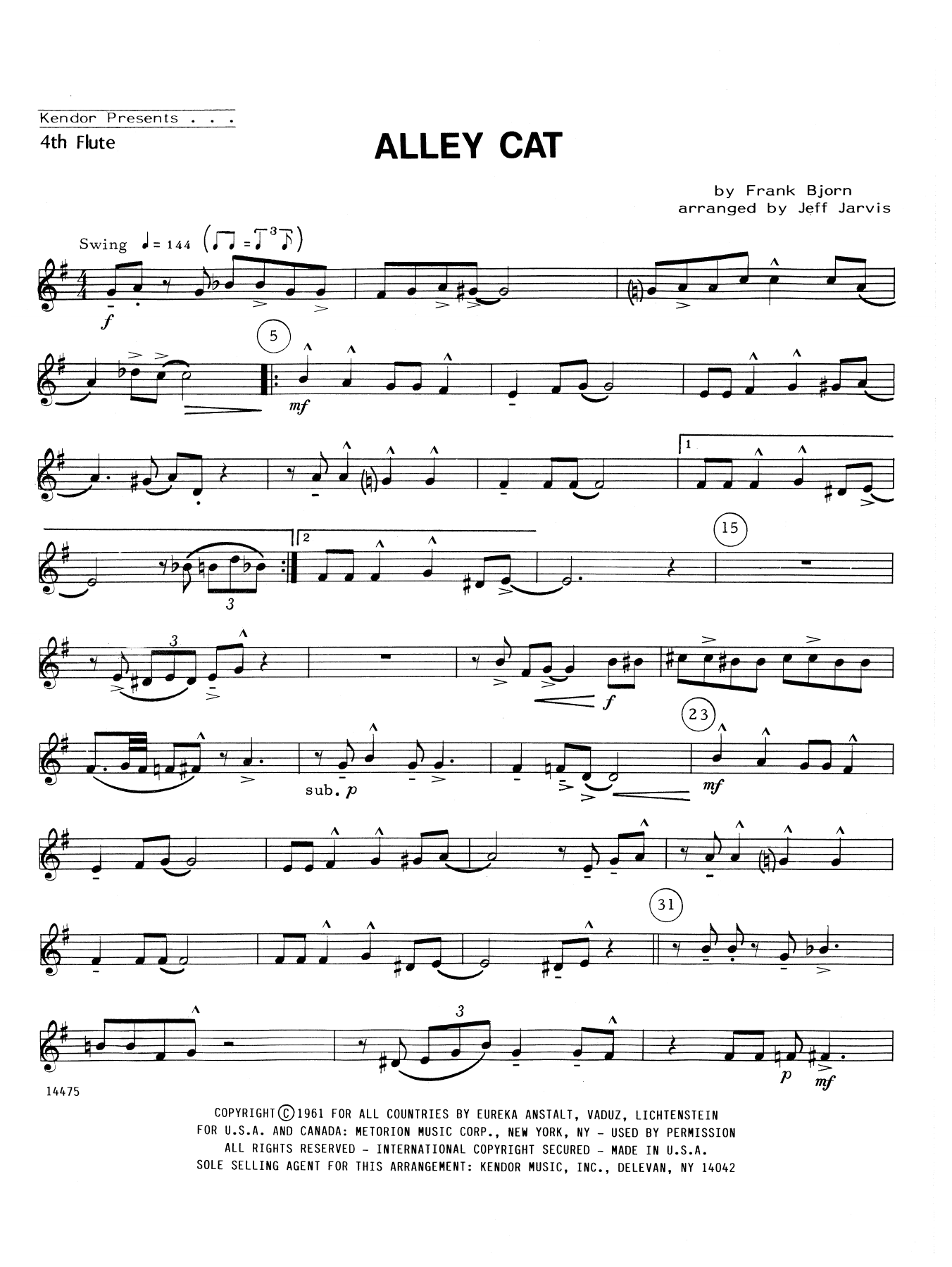 Download Jeff Jarvis Alley Cat - 4th Flute Sheet Music