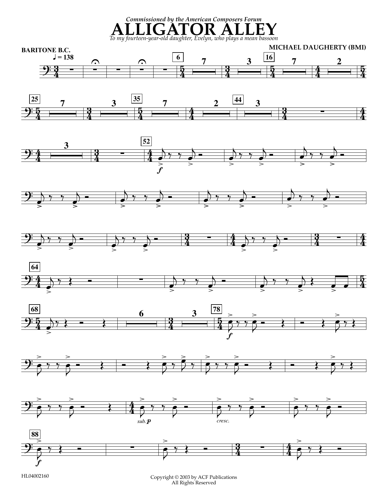 Download Michael Daugherty Alligator Alley - Euphonium in Bass Cle Sheet Music