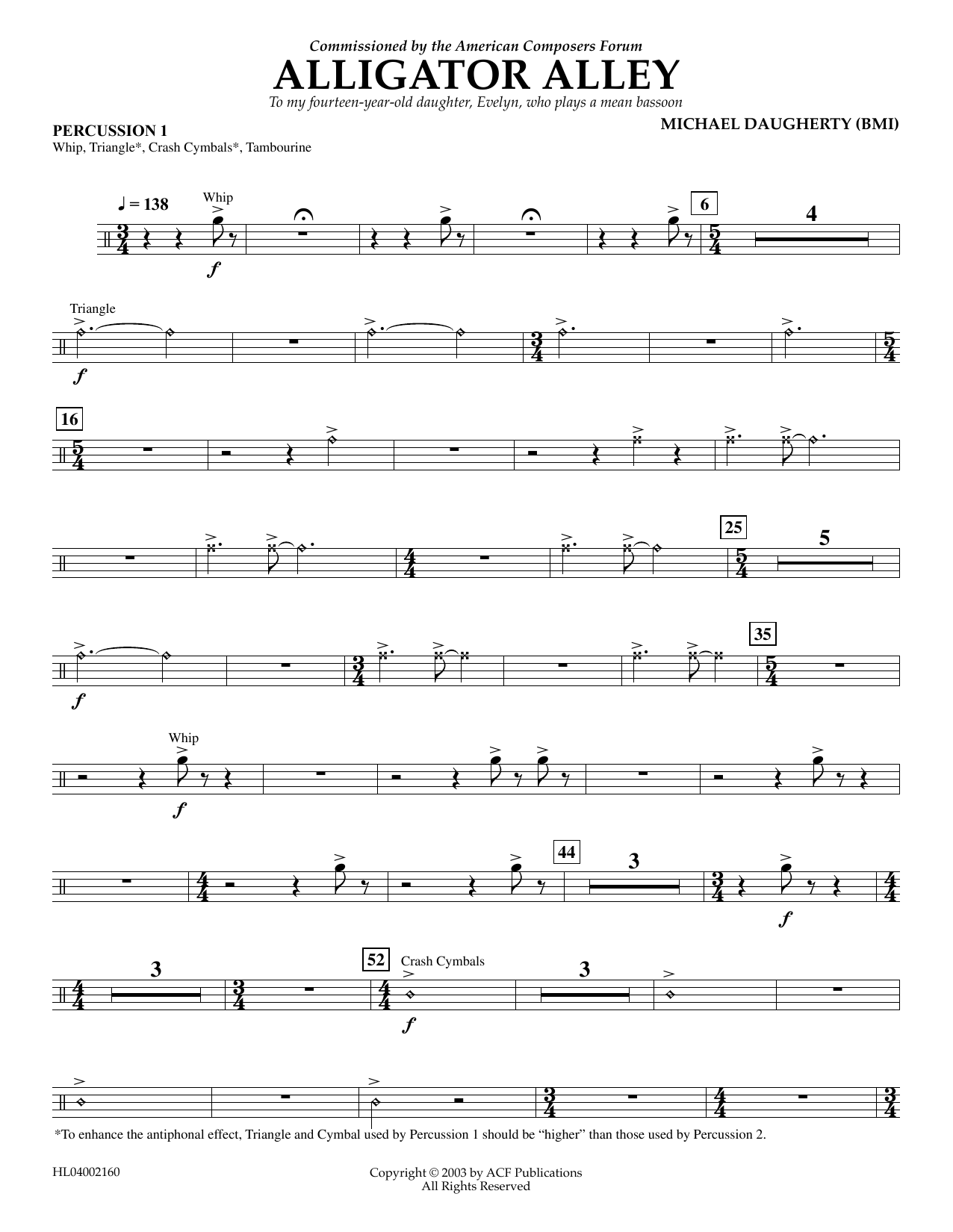 Download Michael Daugherty Alligator Alley - Percussion 1 Sheet Music