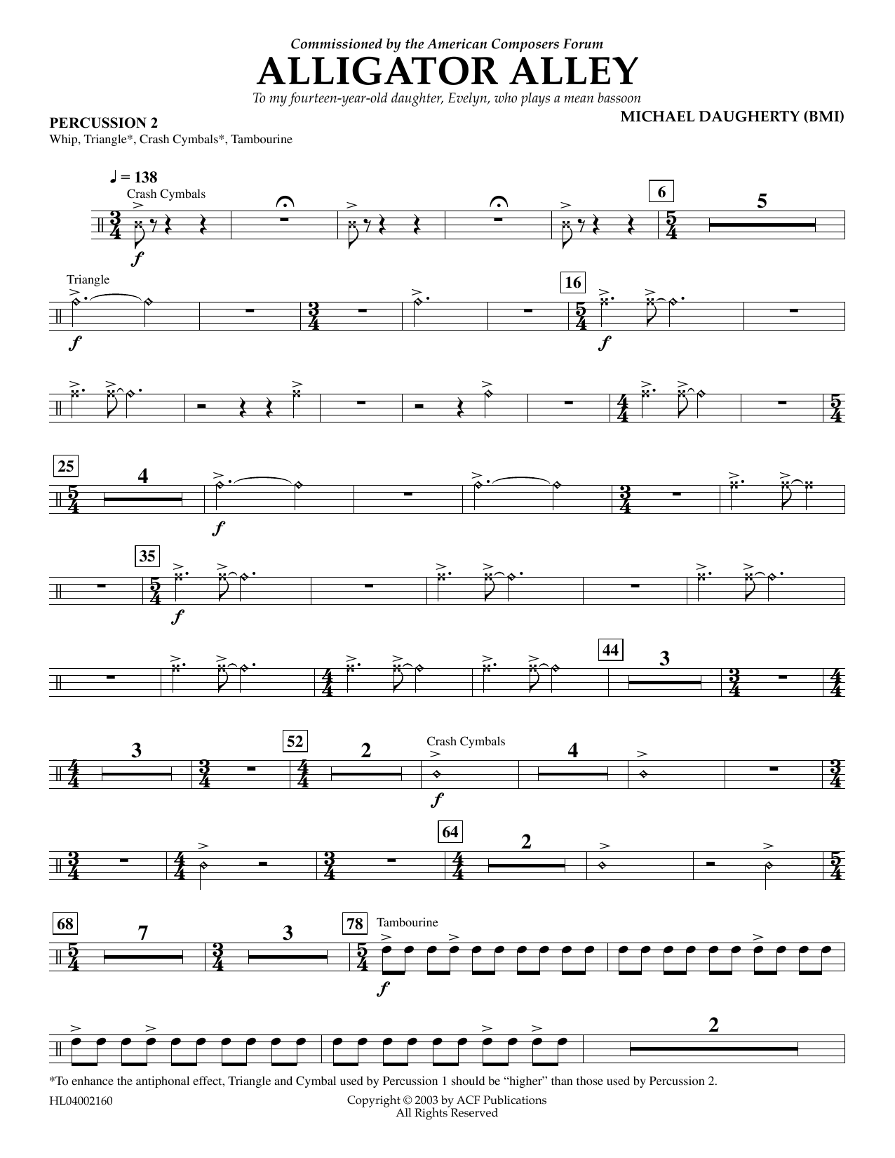 Download Michael Daugherty Alligator Alley - Percussion 2 Sheet Music
