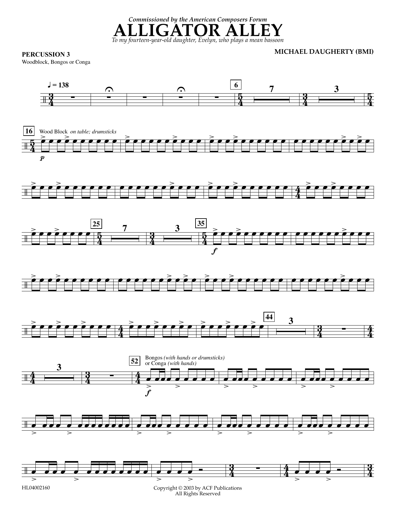 Download Michael Daugherty Alligator Alley - Percussion 3 Sheet Music