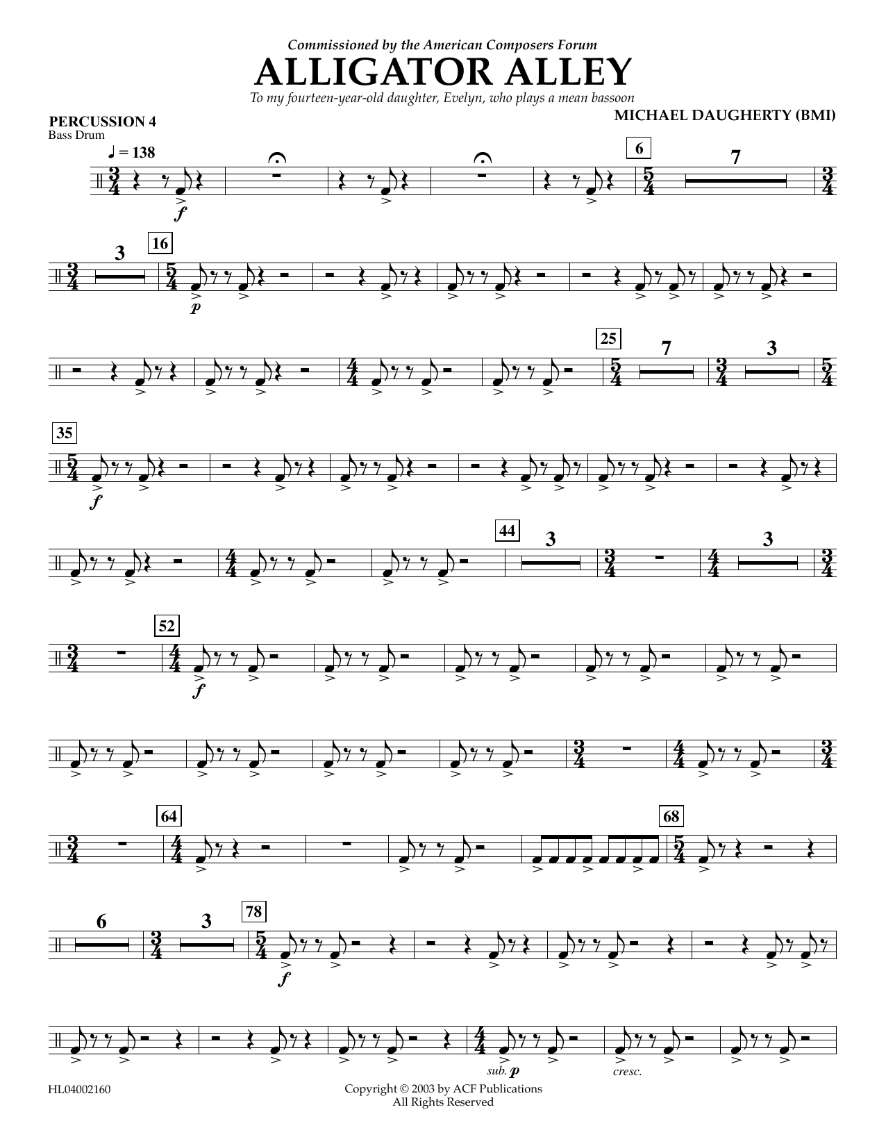 Download Michael Daugherty Alligator Alley - Percussion 4 Sheet Music