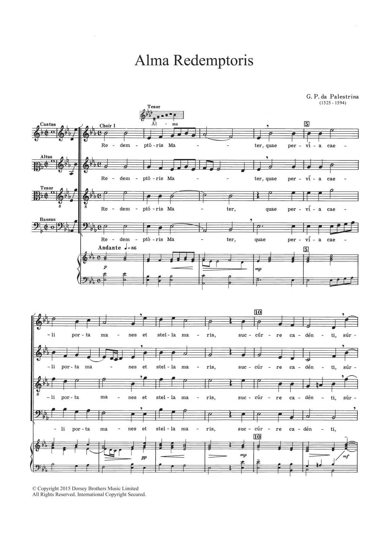 Download Giovanni Palestrina Alma Redemptoris Sheet Music