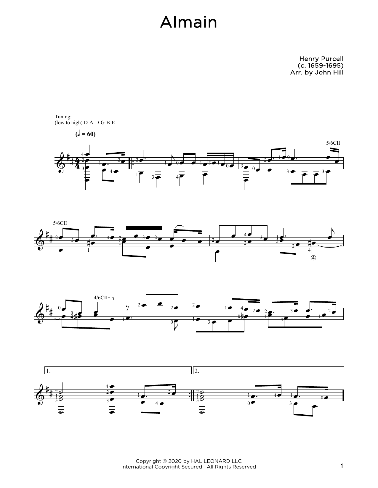 Download Henry Purcell Almain Sheet Music