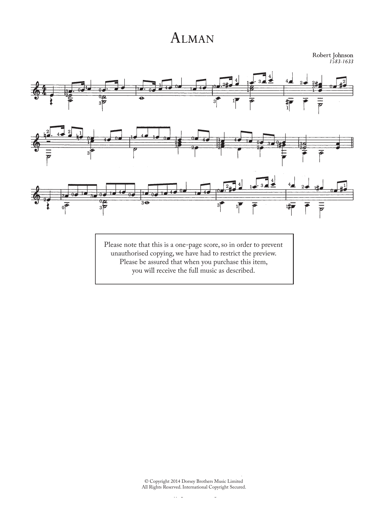 Download Robert Johnson II Alman Sheet Music
