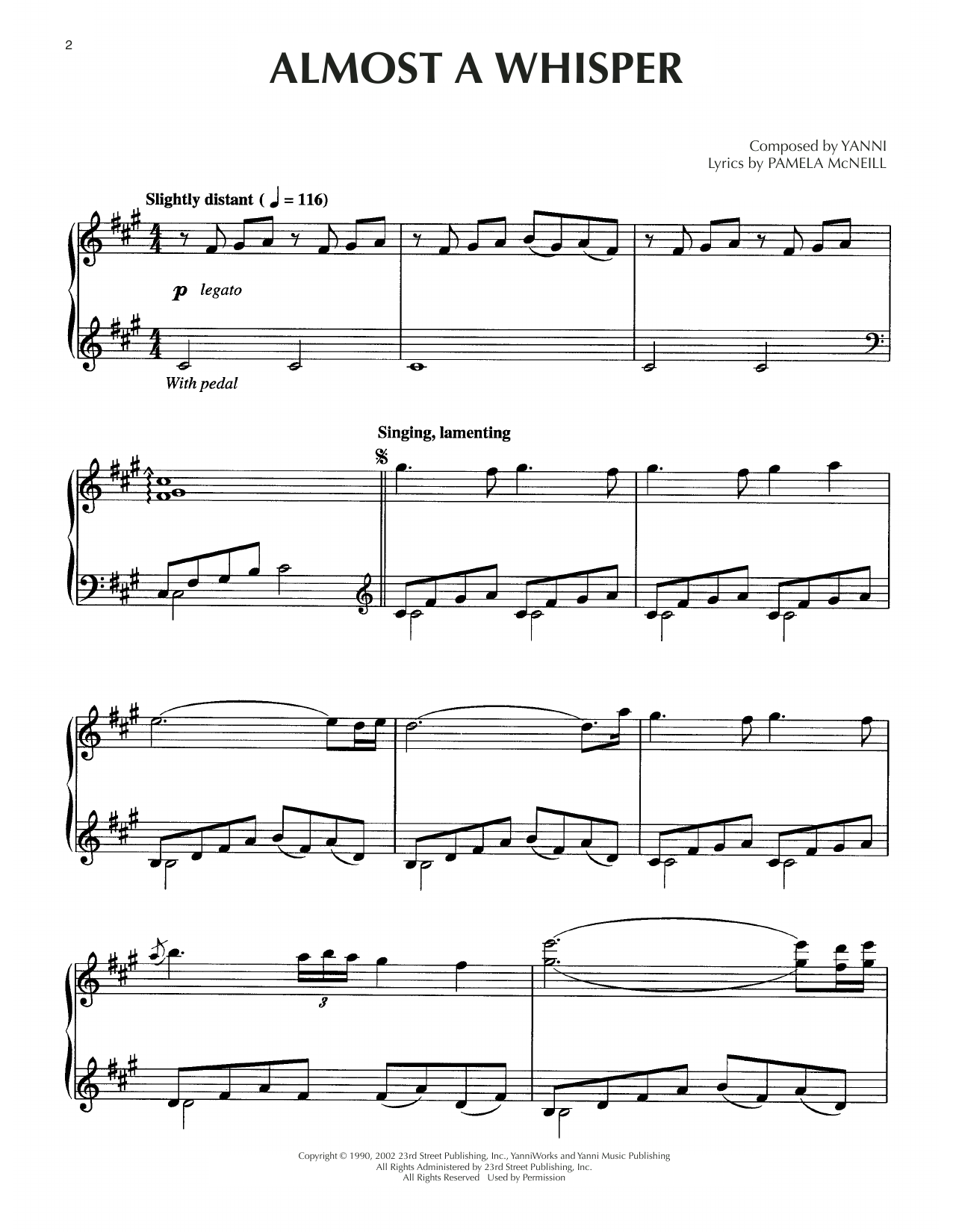 Download Yanni Almost A Whisper Sheet Music