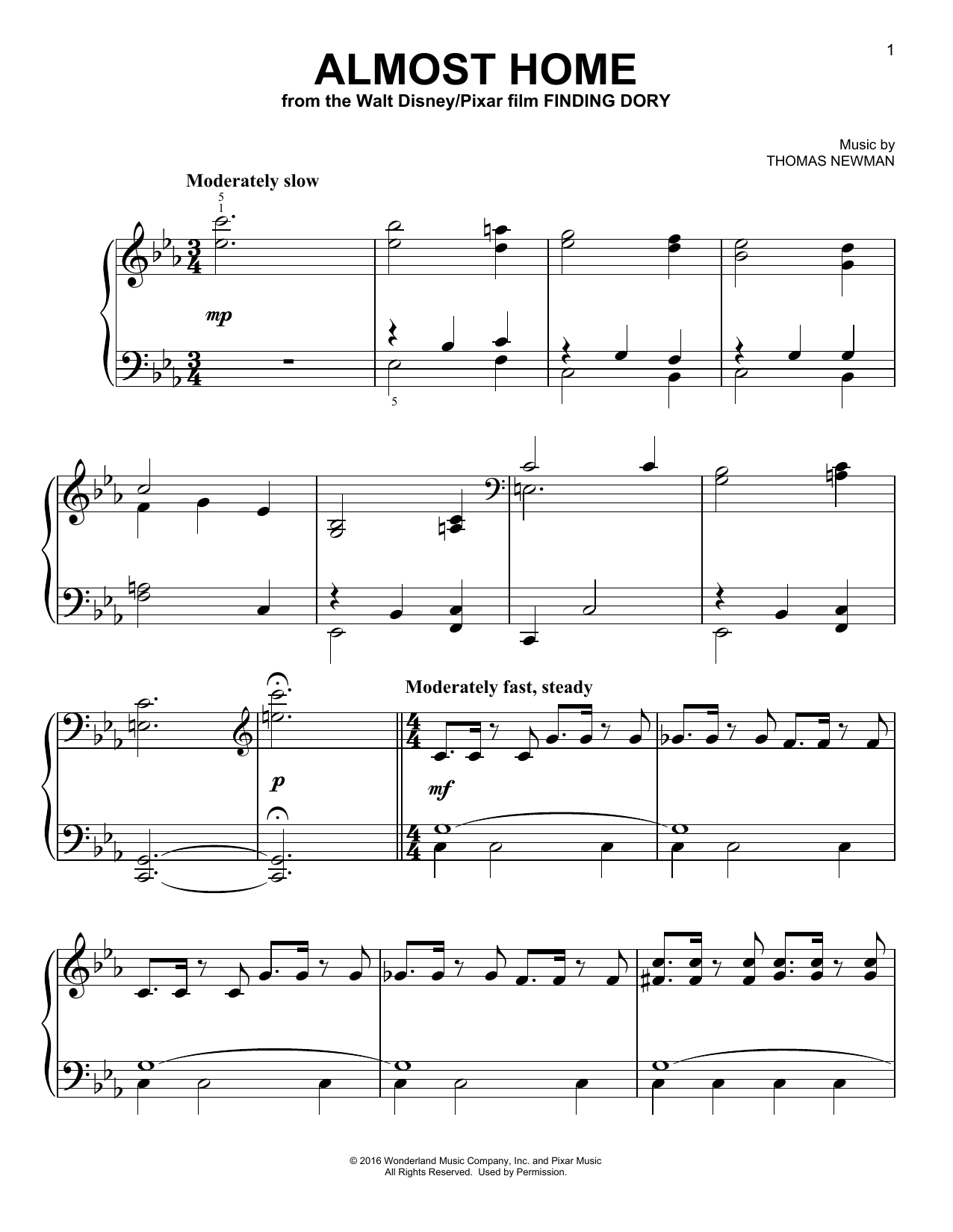 Download Thomas Newman Almost Home Sheet Music