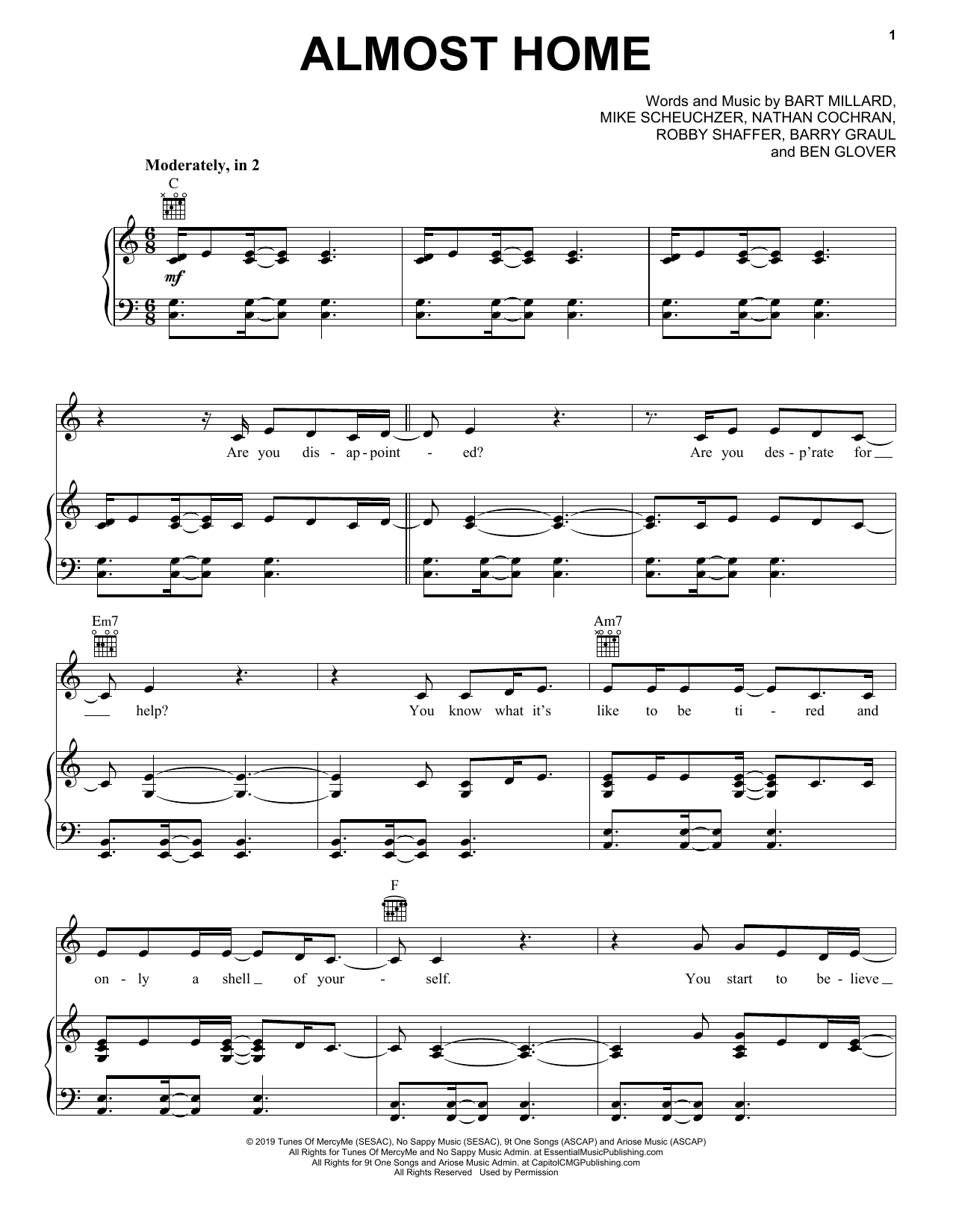 Download MercyMe Almost Home Sheet Music
