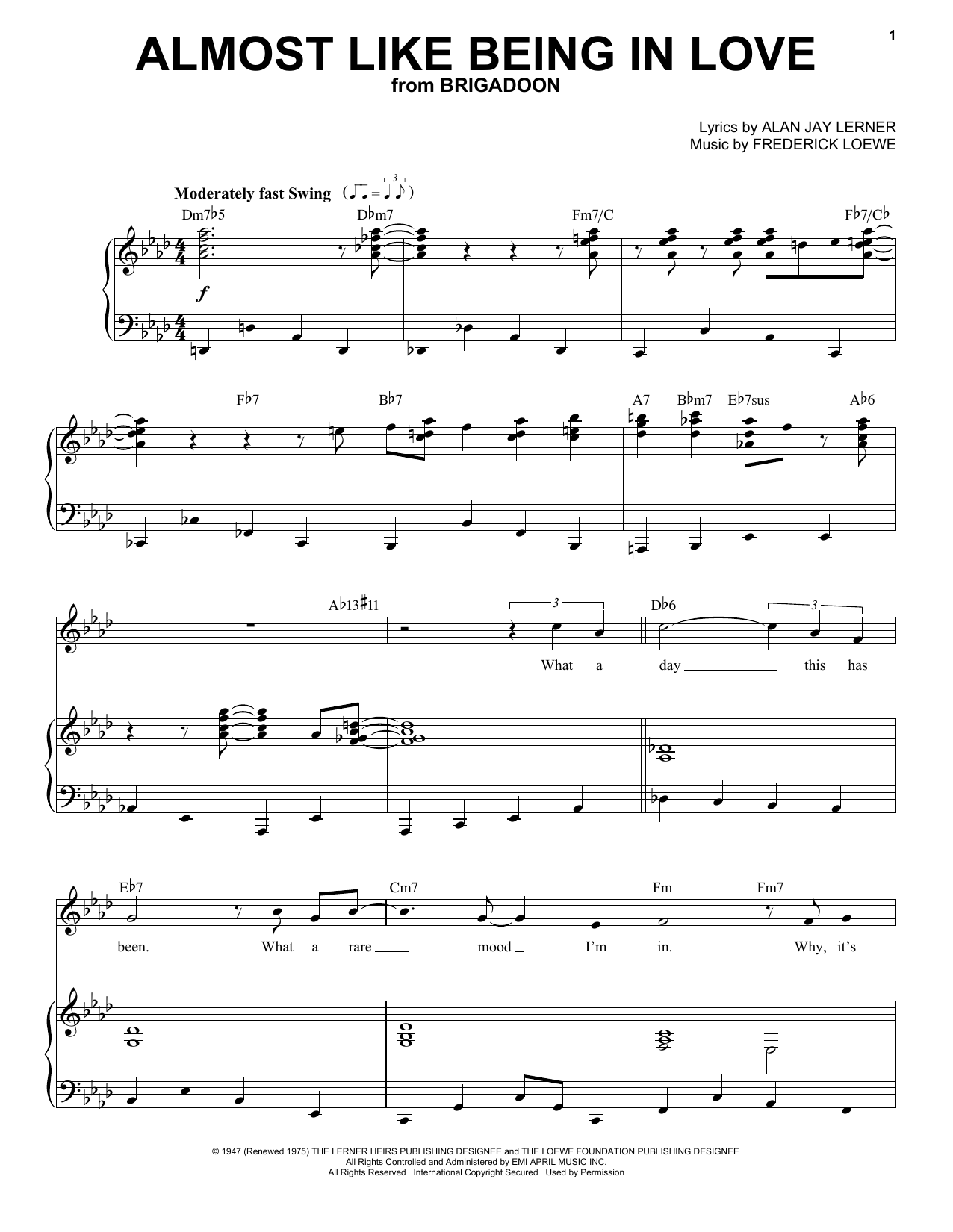 Download Frank Sinatra Almost Like Being In Love Sheet Music