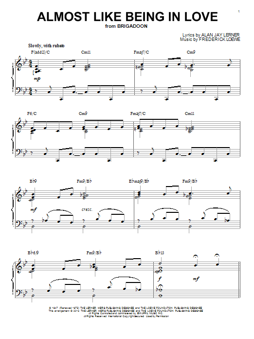 Download Gene Kelly Almost Like Being In Love [Jazz version Sheet Music