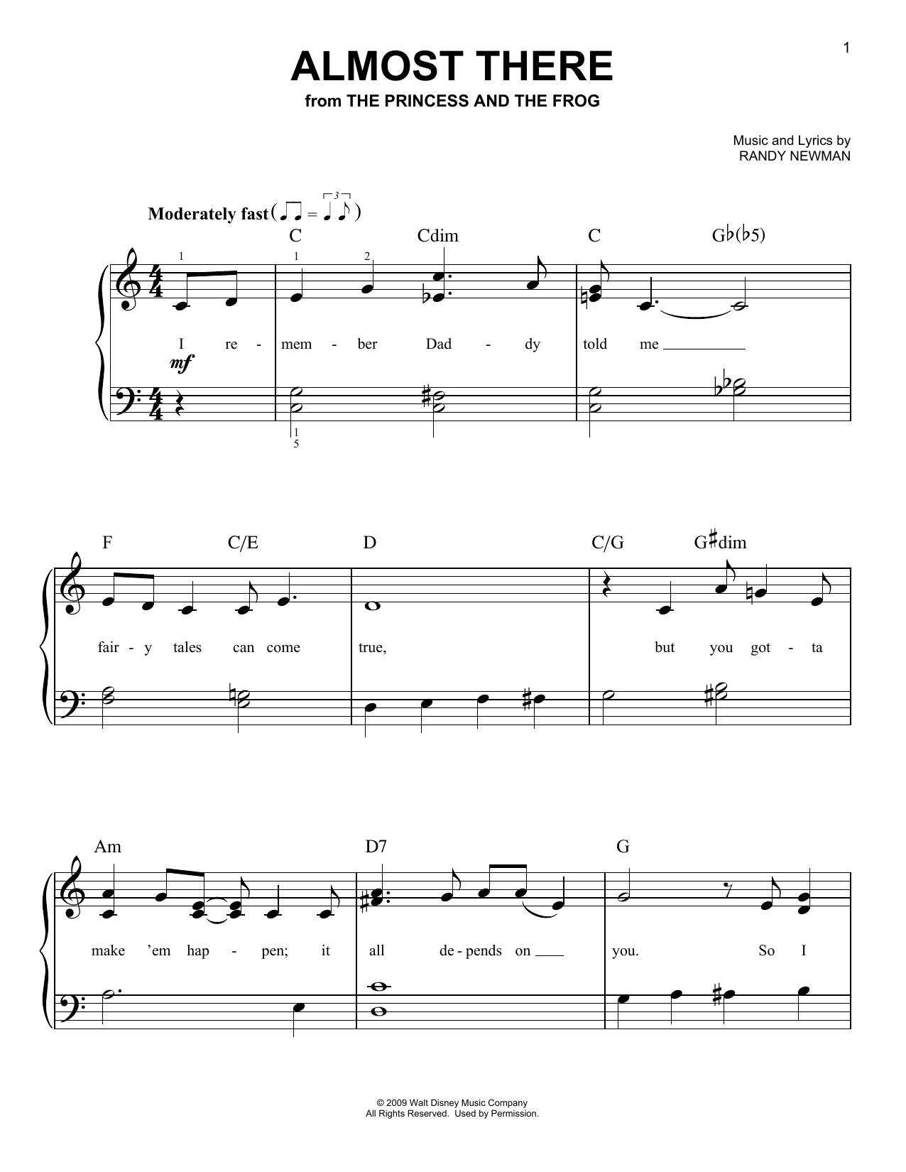 Download Anika Noni Rose Almost There (from The Princess And The Sheet Music