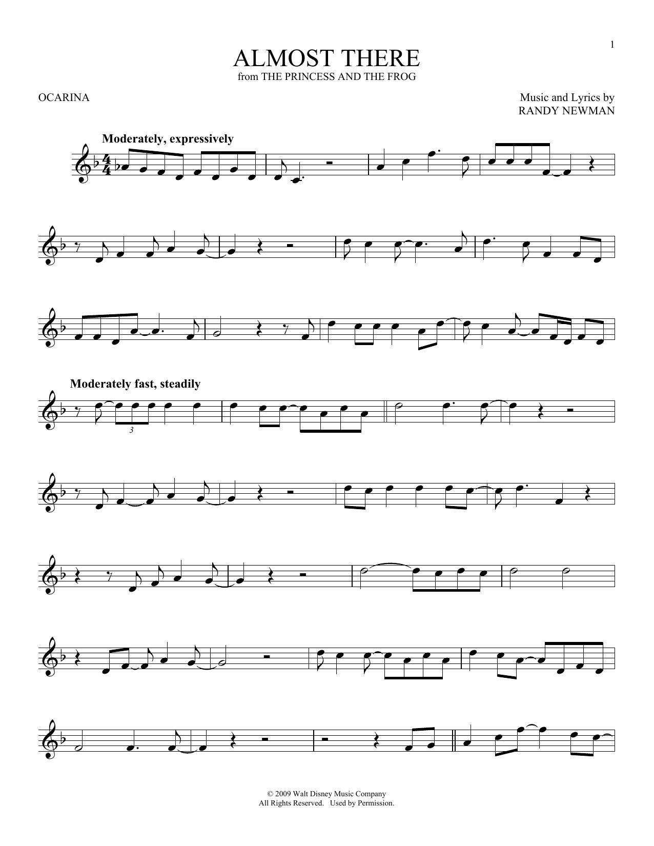 Download Randy Newman Almost There (from The Princess And The Sheet Music