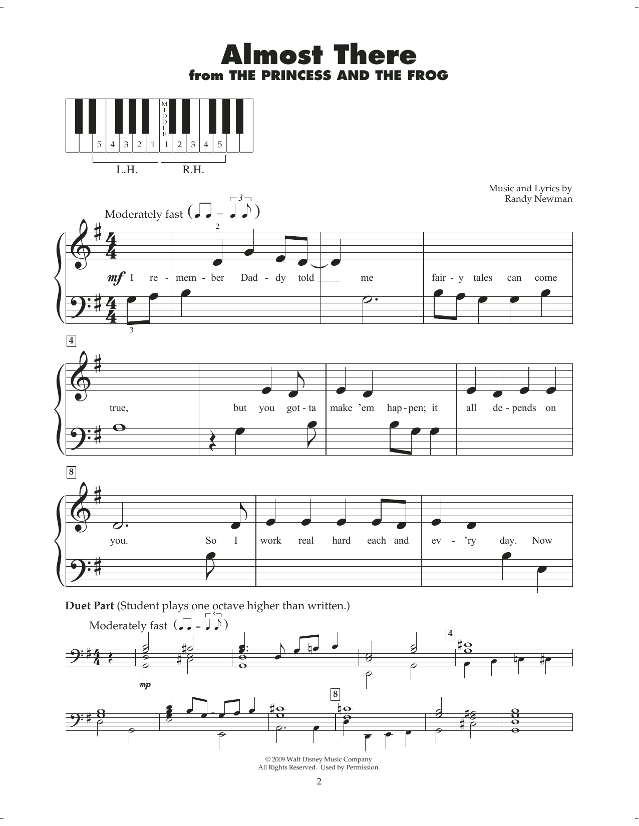 Randy Newman Almost There (from The Princess and the Frog) sheet music notes printable PDF score