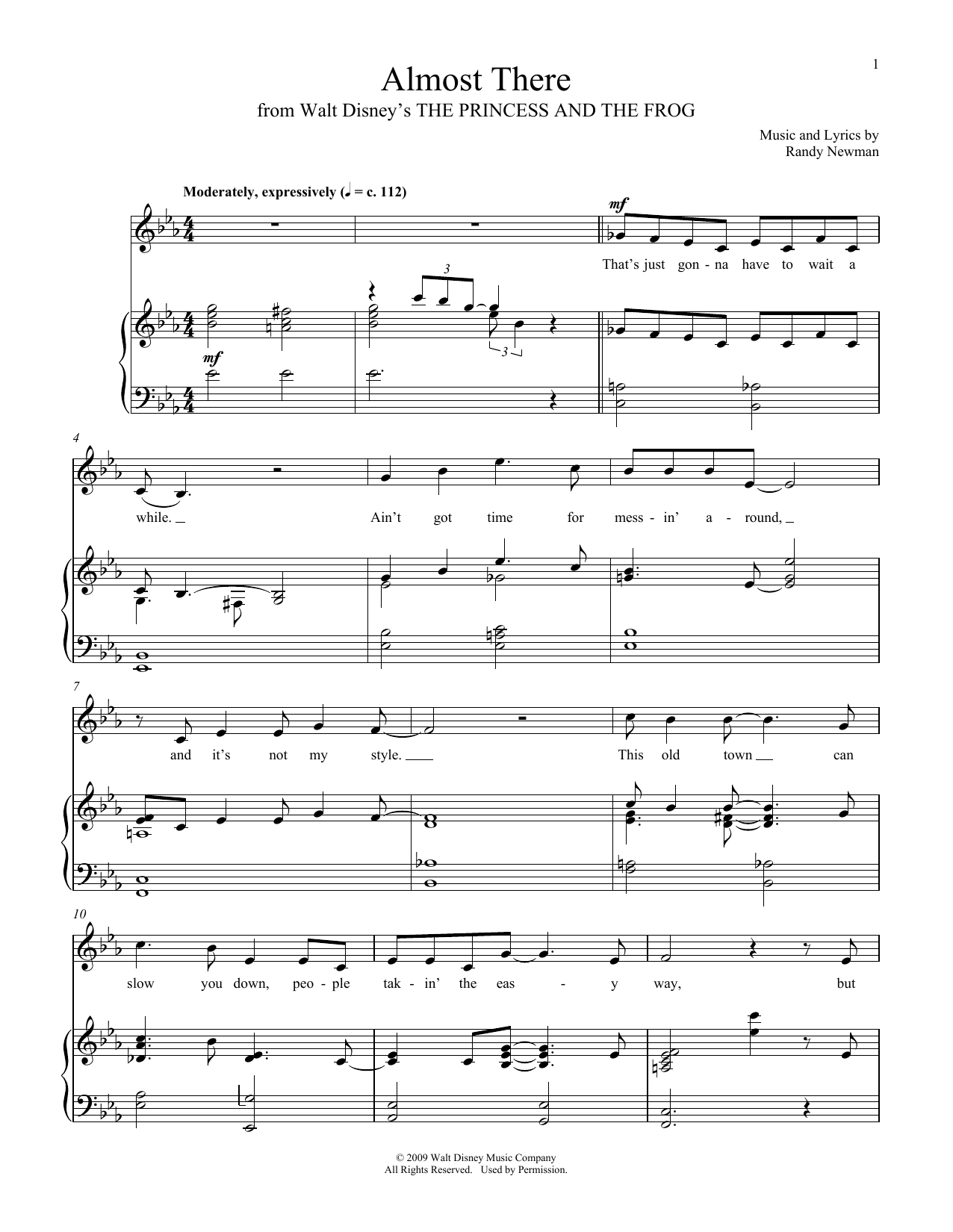 Download Randy Newman Almost There (from The Princess and the Sheet Music