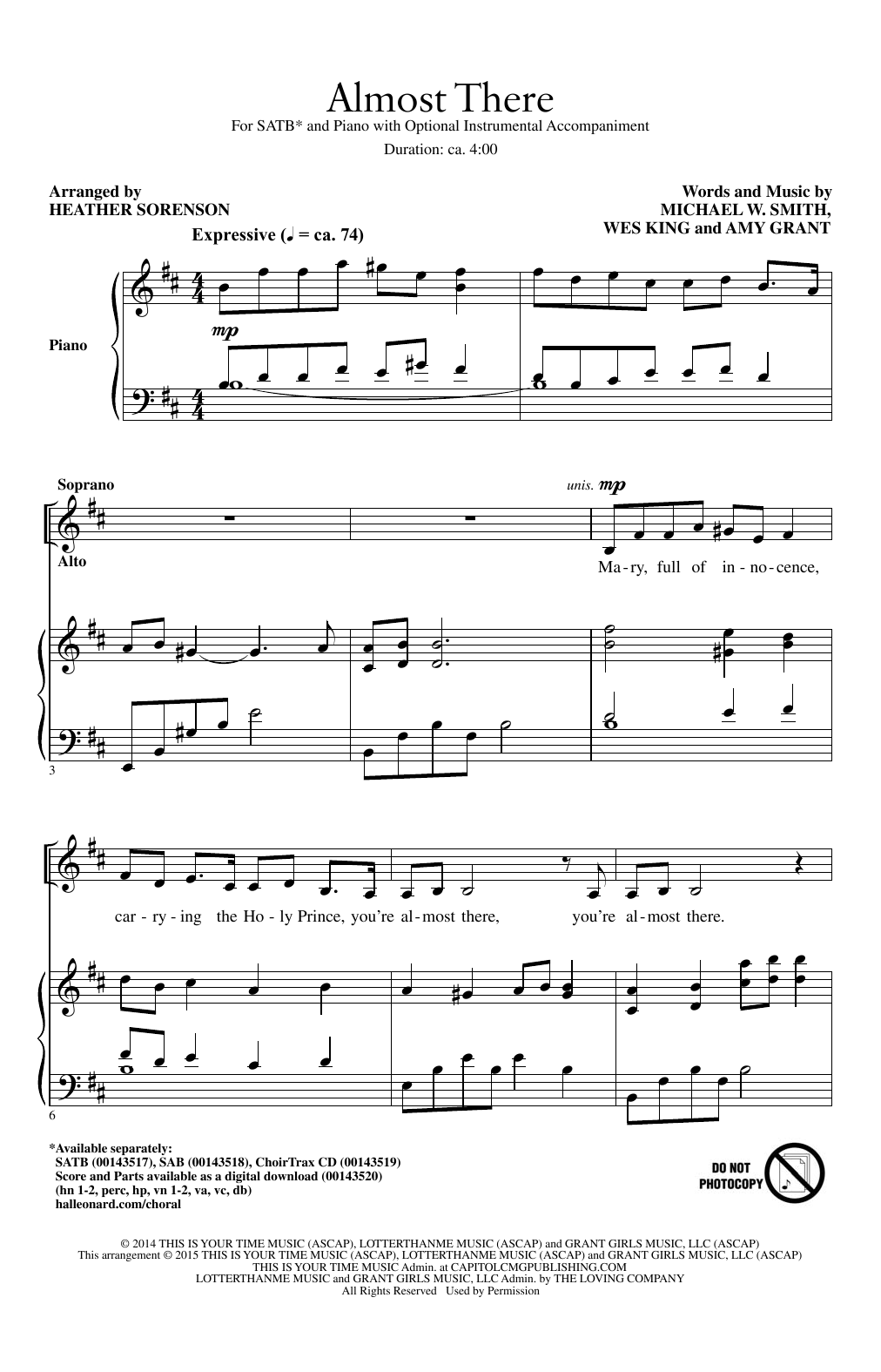 Download Heather Sorenson Almost There Sheet Music