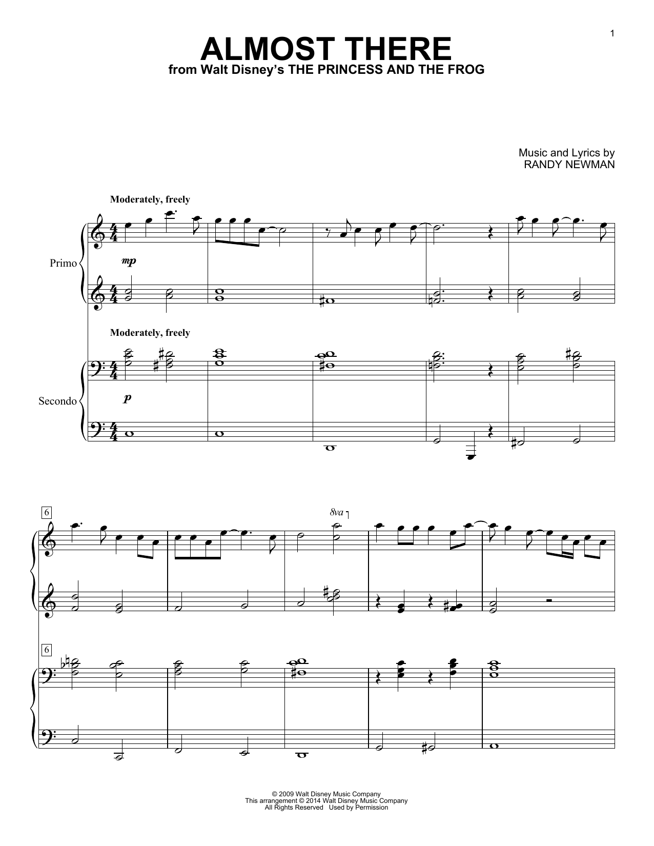 Download Randy Newman Almost There Sheet Music