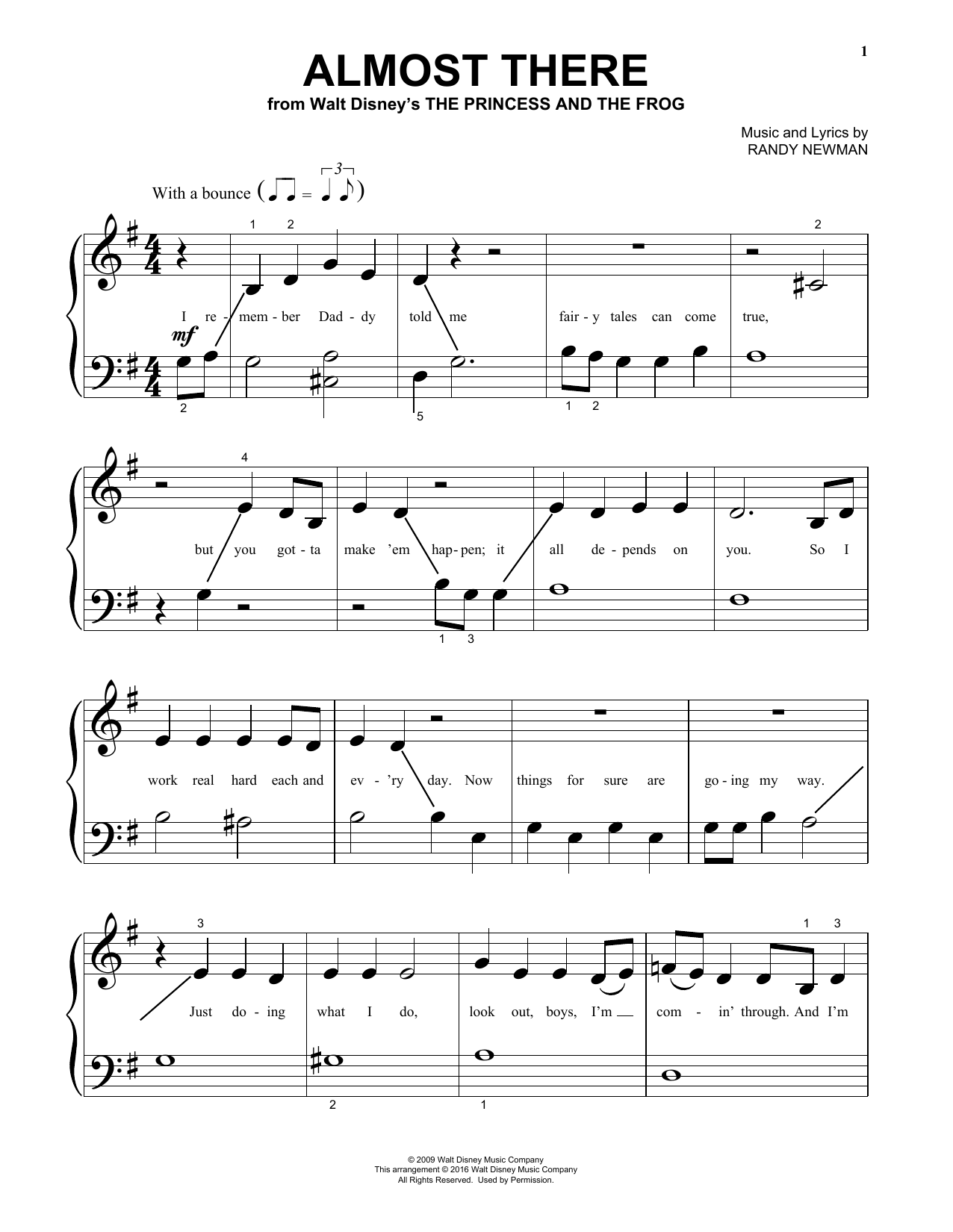 Download Randy Newman Almost There Sheet Music