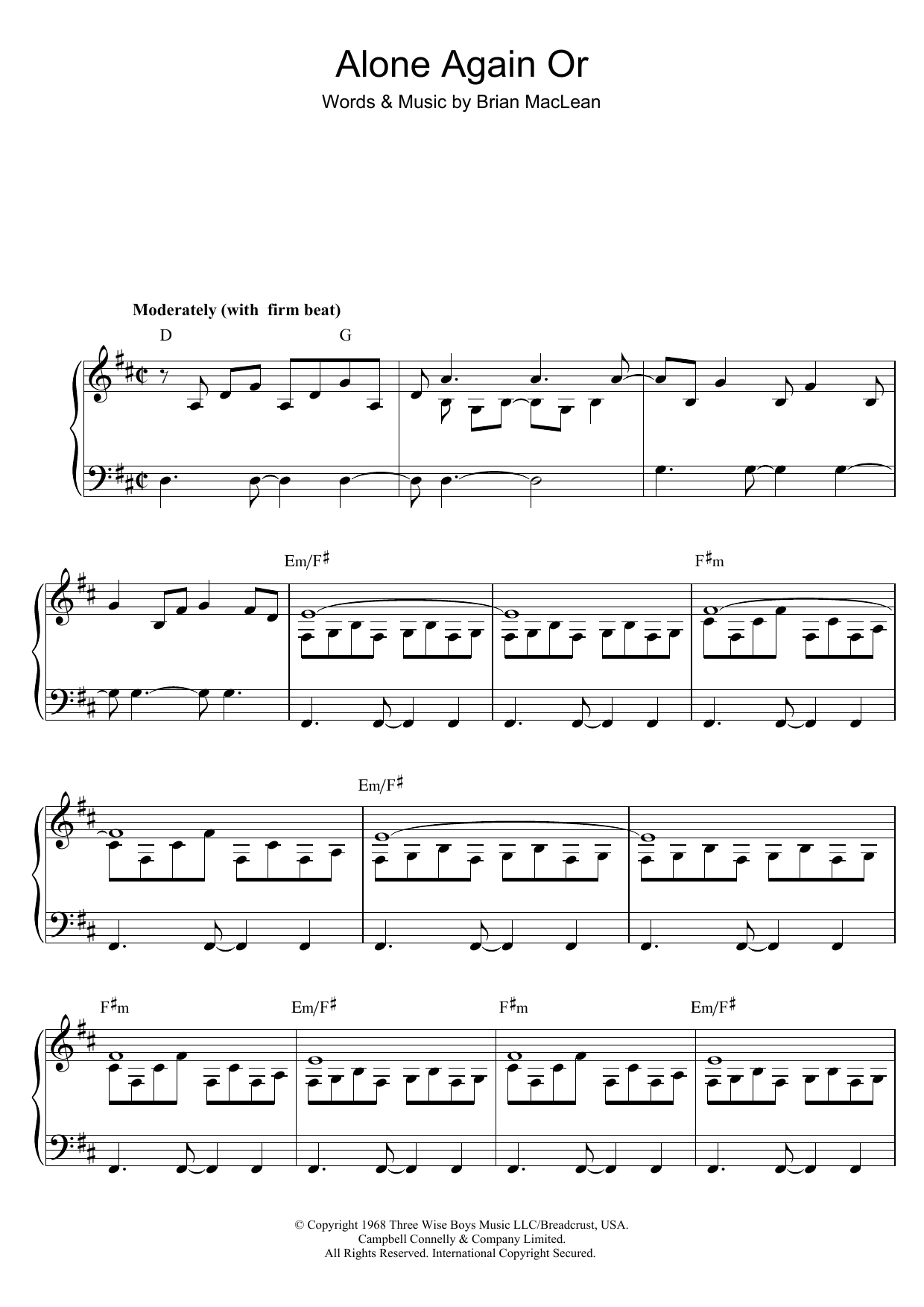Download Love Alone Again Or Sheet Music